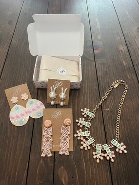 Plunder Pastel Pink & Mint Statement Necklace and Earring Set